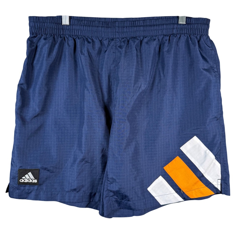 Adidas Shorts Vintage Men Large Navy Blue Ripstop Graphic Y2K‎ Athletic Gym